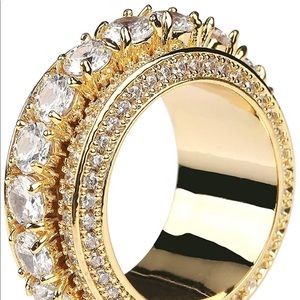 18K Gold/925 Sterling Silver Diamond Ring 10mm